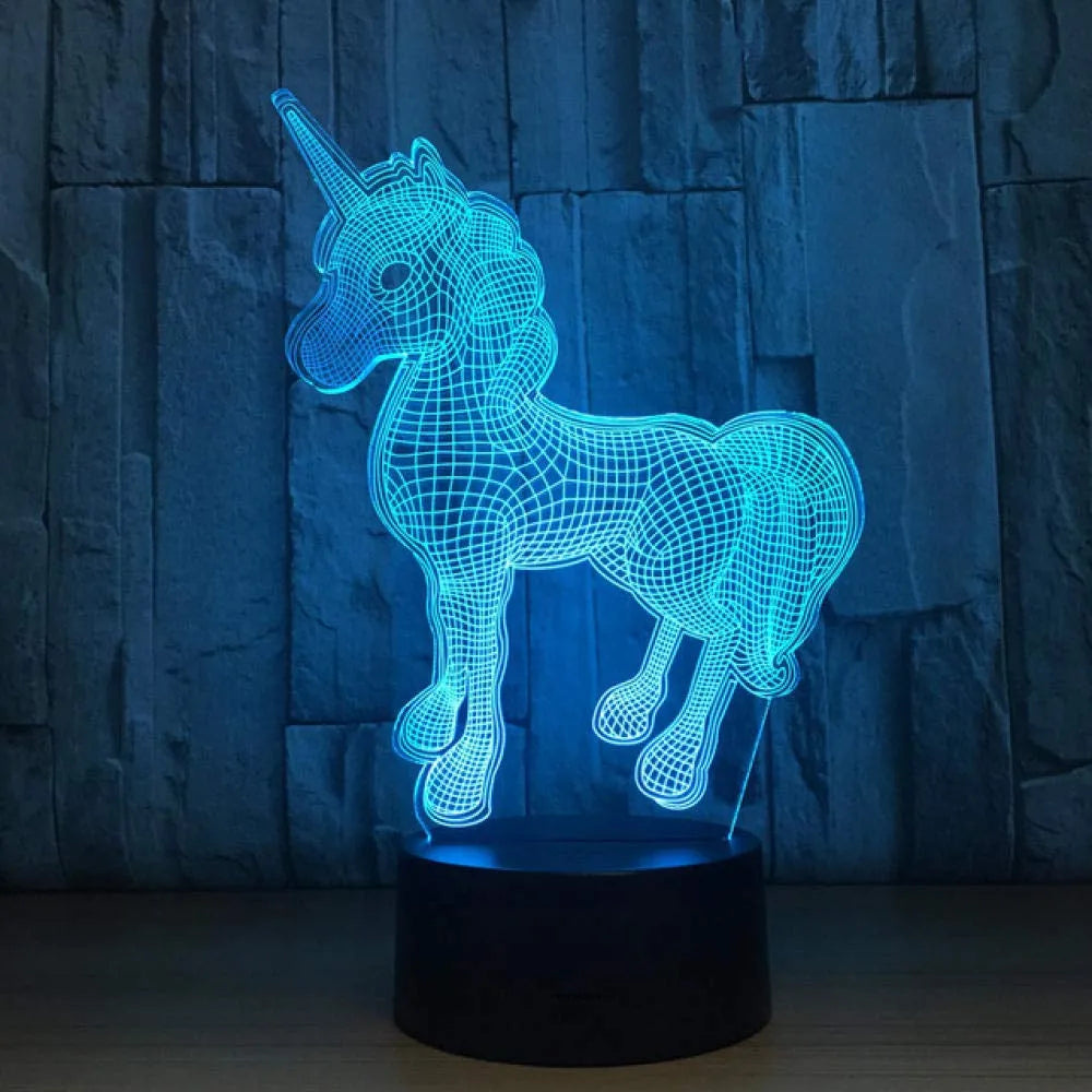 Vibe Geeks 3D Unicorn Night Light with Remote Control - USB