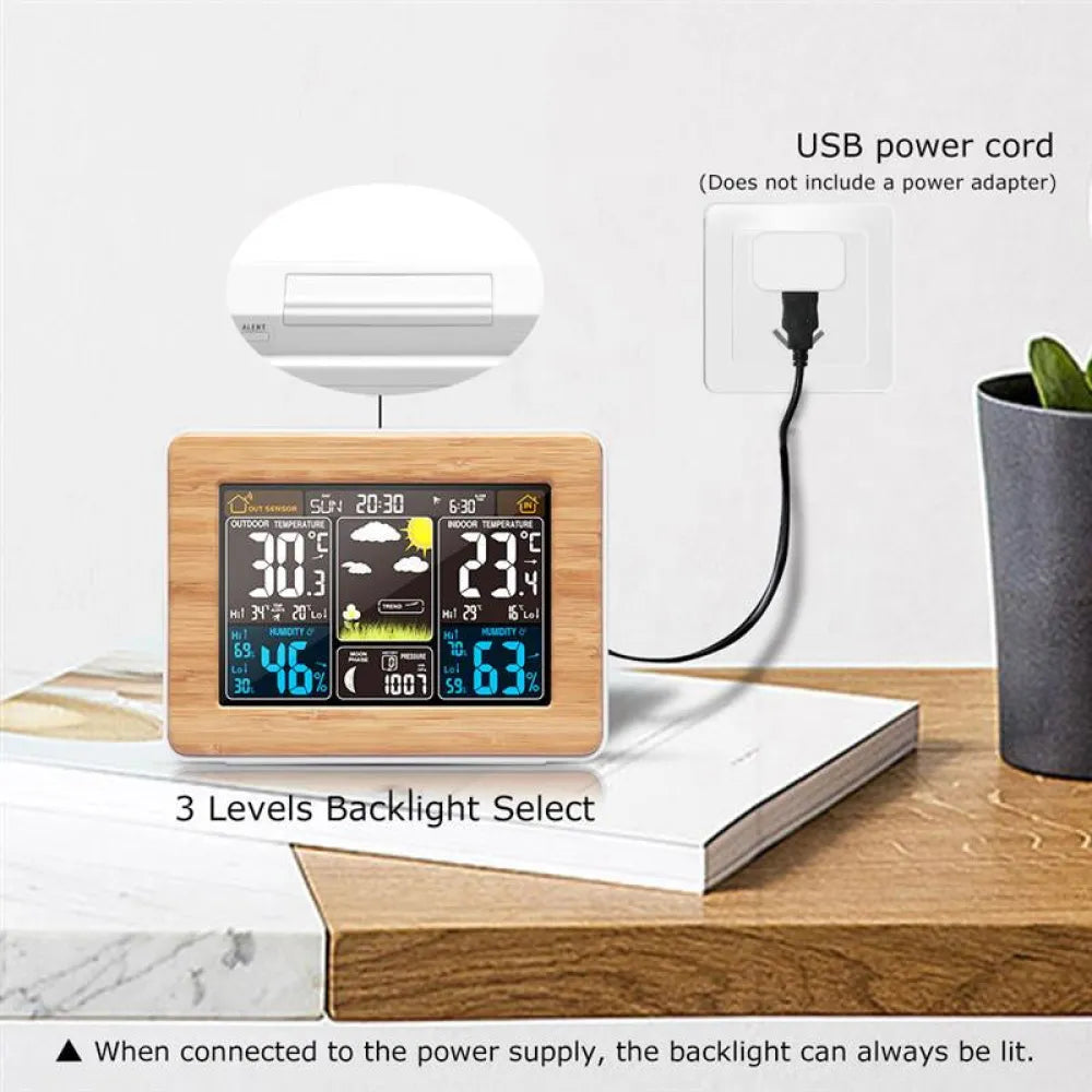 Vibe Geeks LCD Display Weather Station Alarm Clock - USB