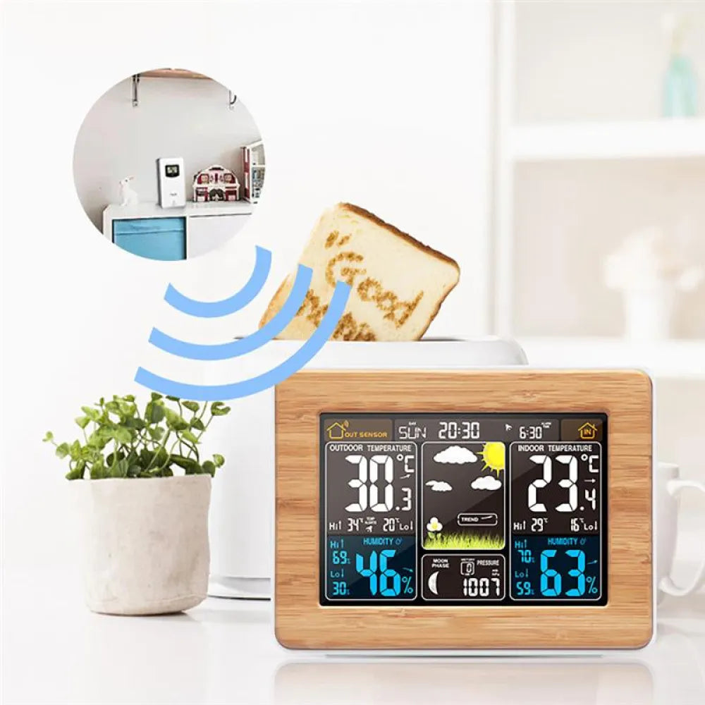 Vibe Geeks LCD Display Weather Station Alarm Clock - USB