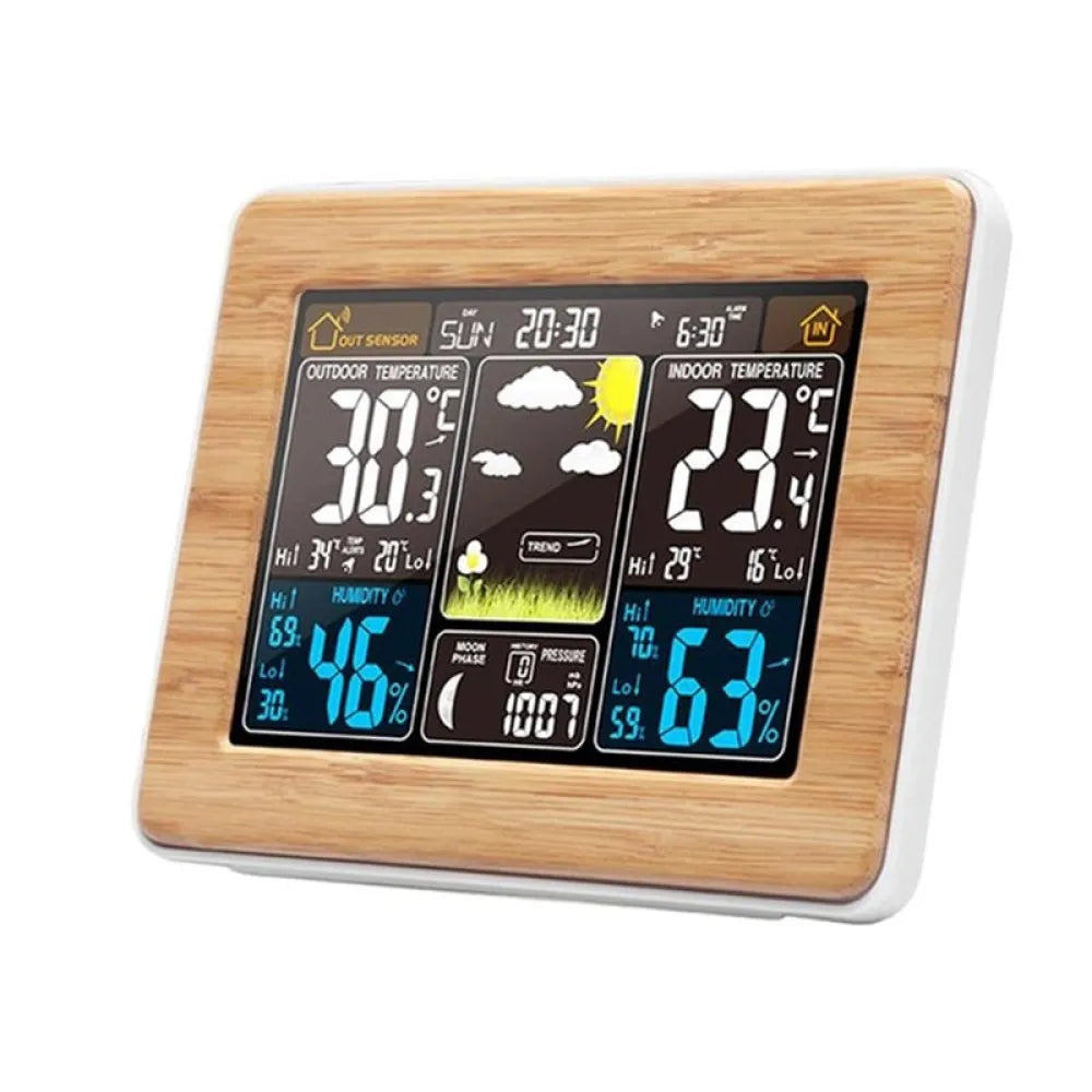 Vibe Geeks LCD Display Weather Station Alarm Clock - USB