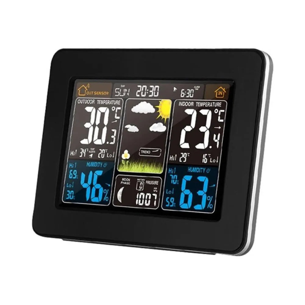 Vibe Geeks LCD Display Weather Station Alarm Clock - USB