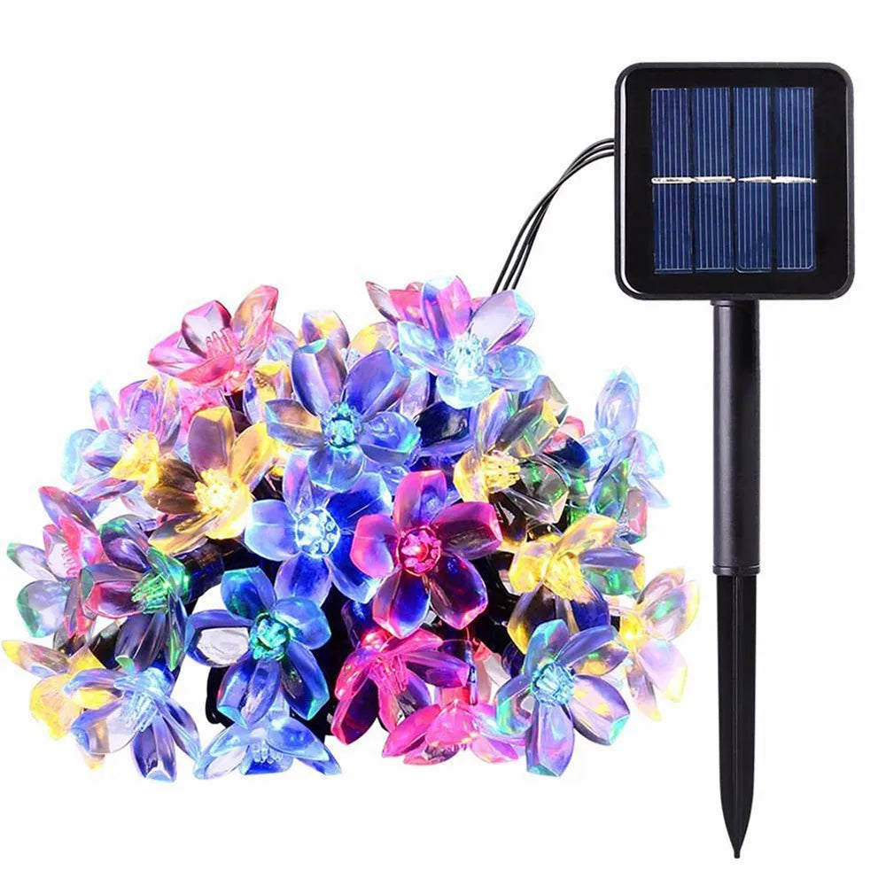 Vibe Geeks Solar Powered Flower String Lights Cherry