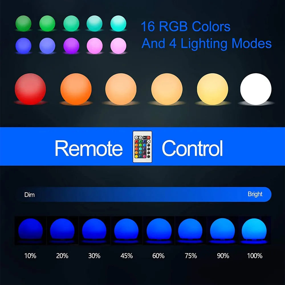 Vibe Geeks USB Charging LED Night Light Ball with Remote