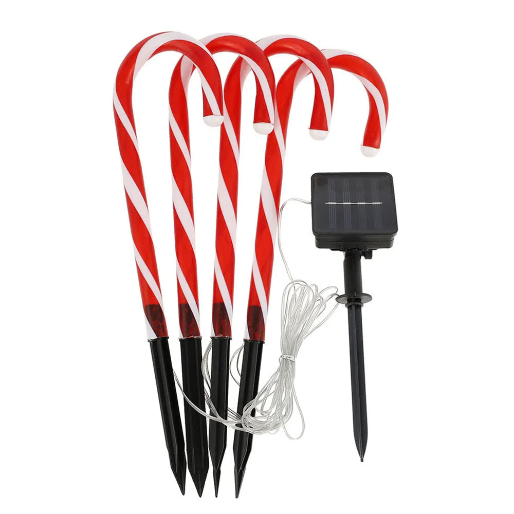 Vibe Geeks Solar Powered Christmas Candy Cane Pathway