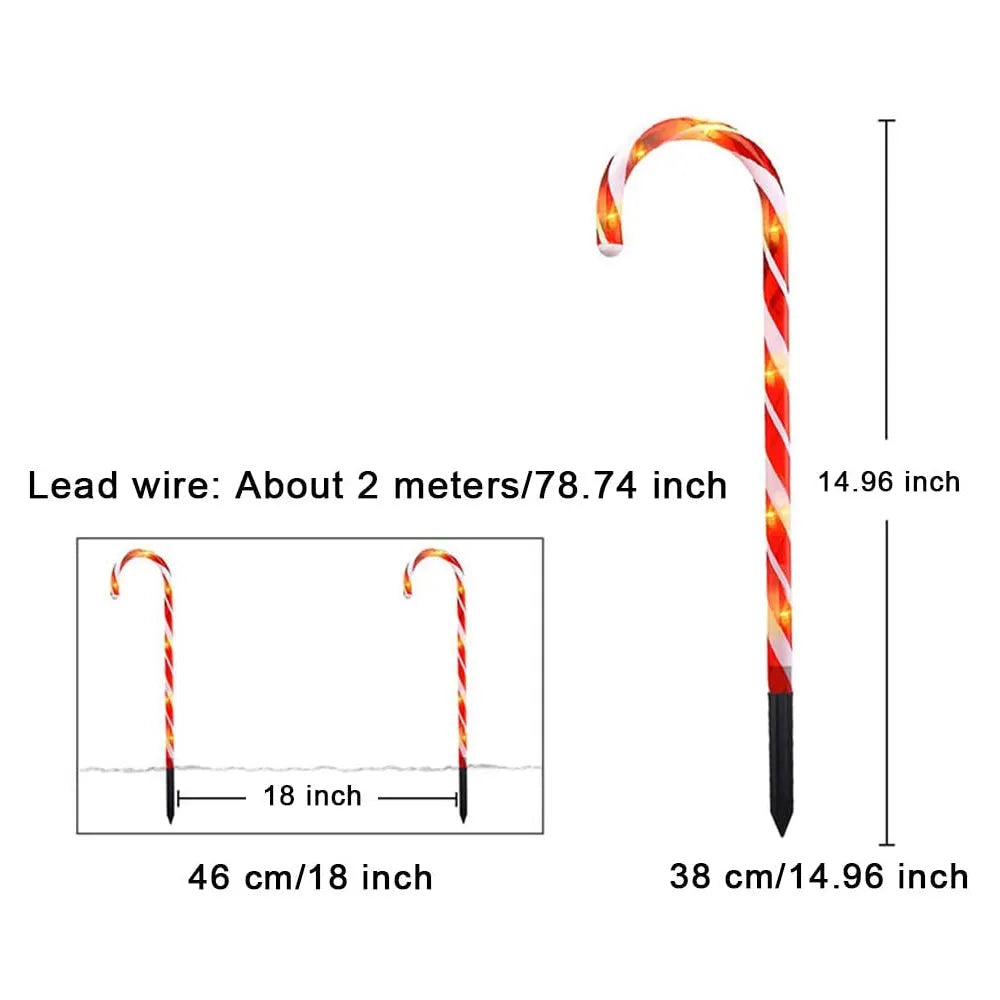 Vibe Geeks Solar Powered Christmas Candy Cane Pathway