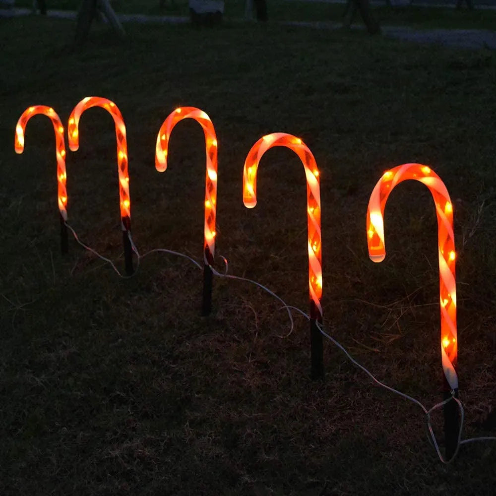 Vibe Geeks Solar Powered Christmas Candy Cane Pathway