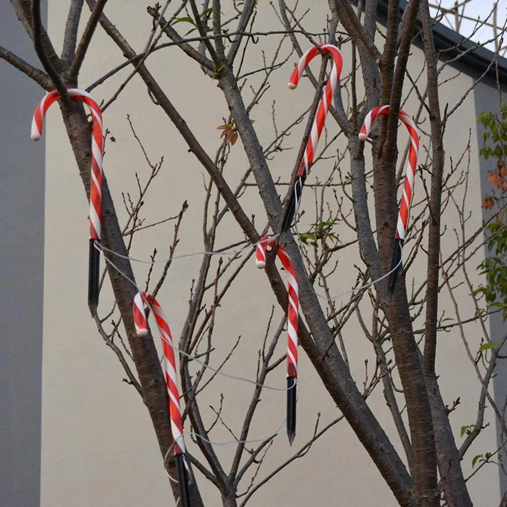 Vibe Geeks Solar Powered Christmas Candy Cane Pathway