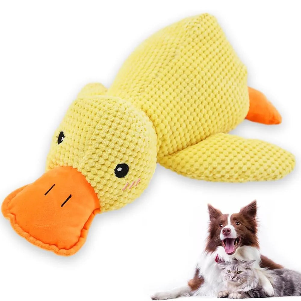 Vibe Geeks Cute Plush Duck Squeaky Dog Toy with Soft Squeake