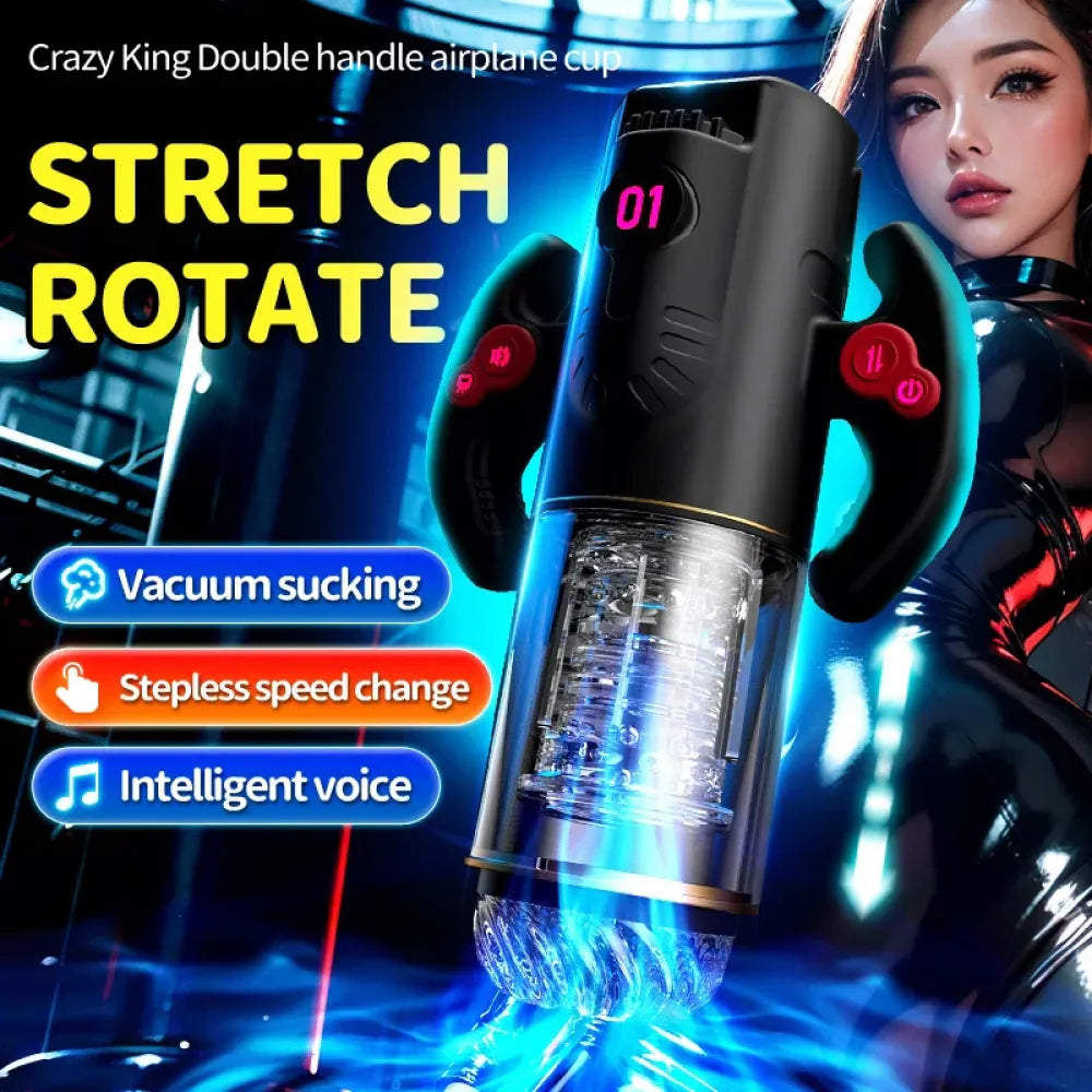 3 In 1 Automatic Telescopic Sucking Masturbator Handle Male
