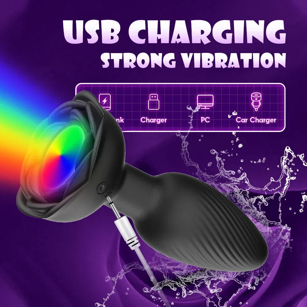 360 Rotating Vibrating Anal Plug Led Light