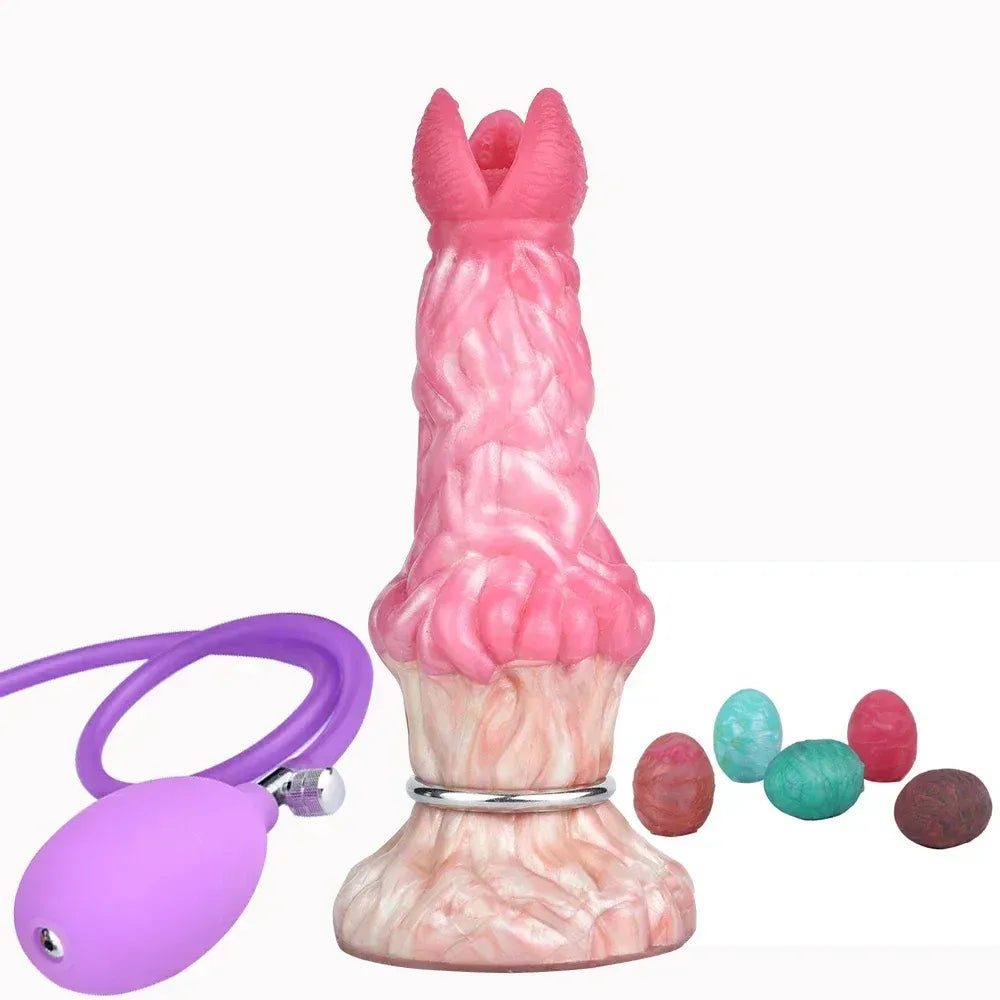 8 Inch Luminous Dildo With Inflatable Pump & 5 Eggs
