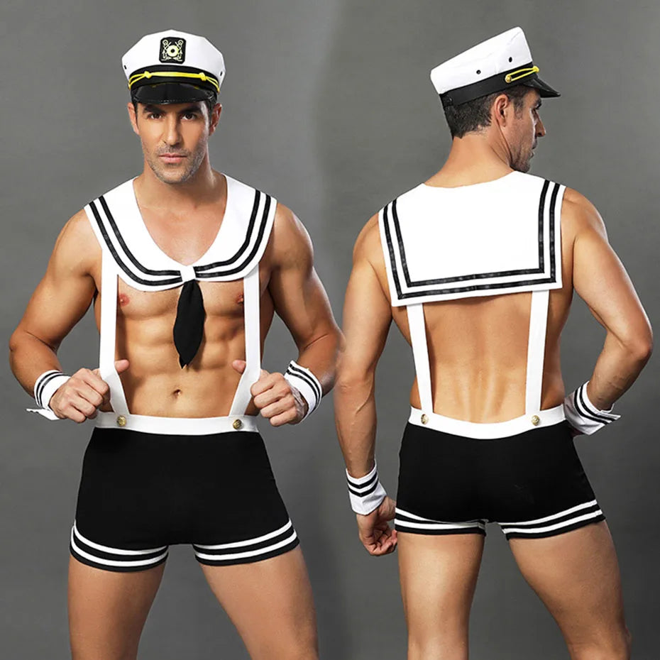 Alluring Men Police Uniform Lingerie Set Cosplay Bodysuit