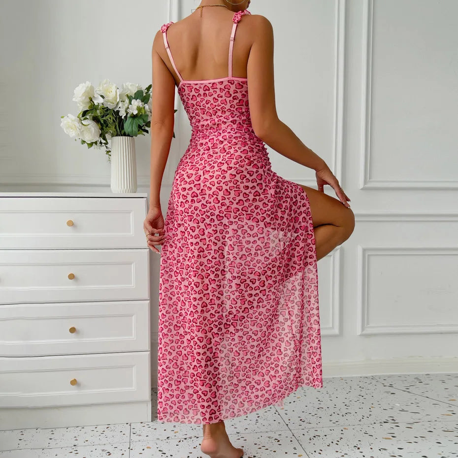 Deep V Neck Lingerie Set Alluring Babydoll Nightgown