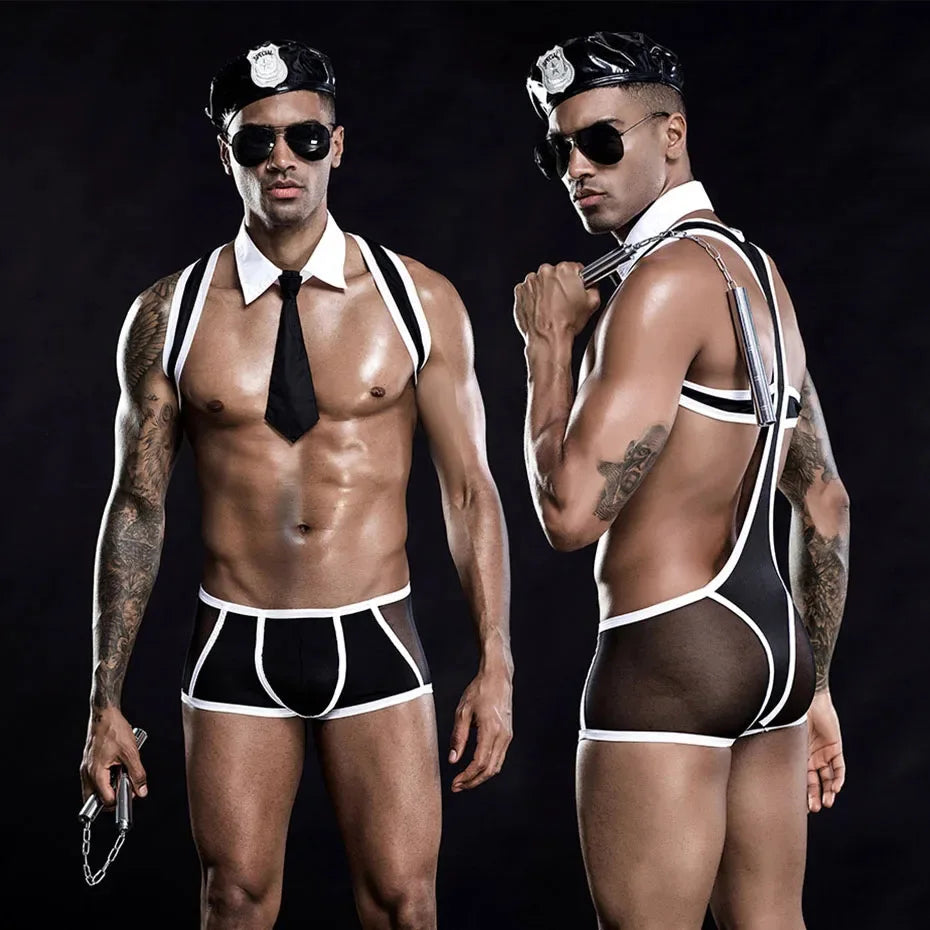 Blue Sailor Cosplay Lingerie Men Erotic Bodysuit