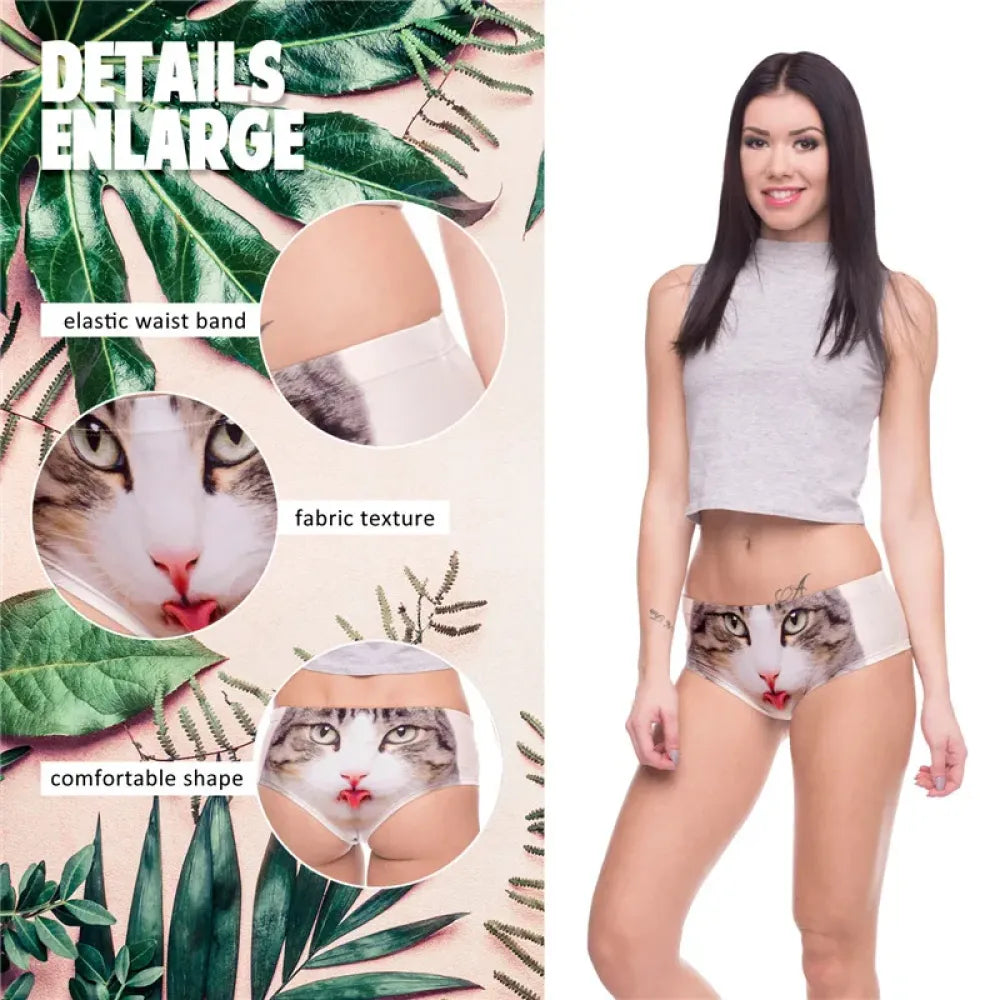 DeanFire Kawaii 3D Panties Women Underwear Tongue Cat Funny