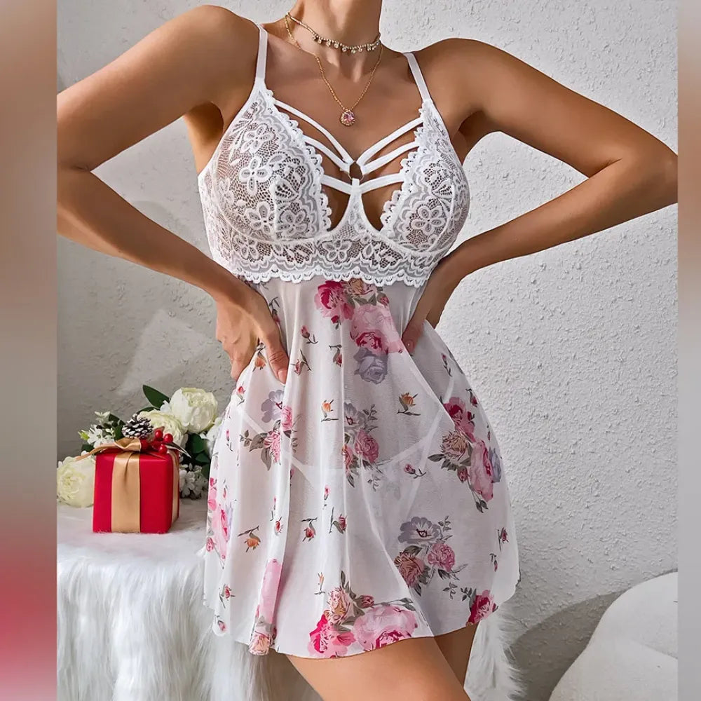 JSY Sexy Lingerie Women Underwear Transparent Lace Dress