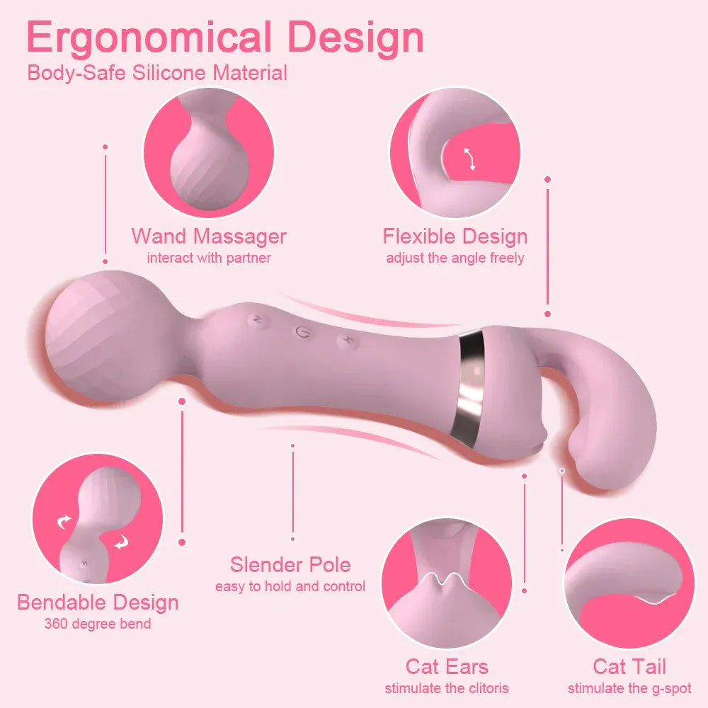 USB Recharge Av Vibrator 20 Modes for Female Pleasure