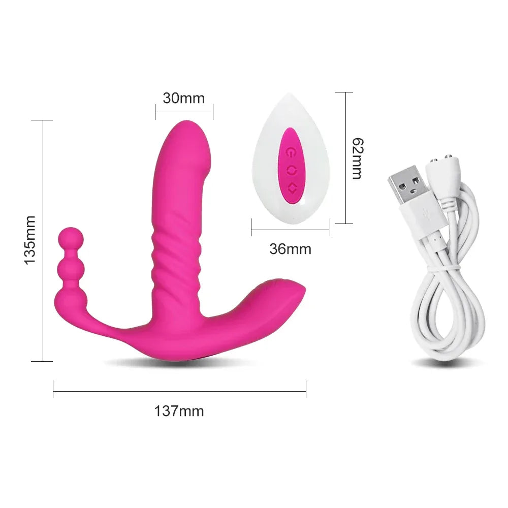 Wireless Thrusting Dildo for Women - Clitoral & Anal