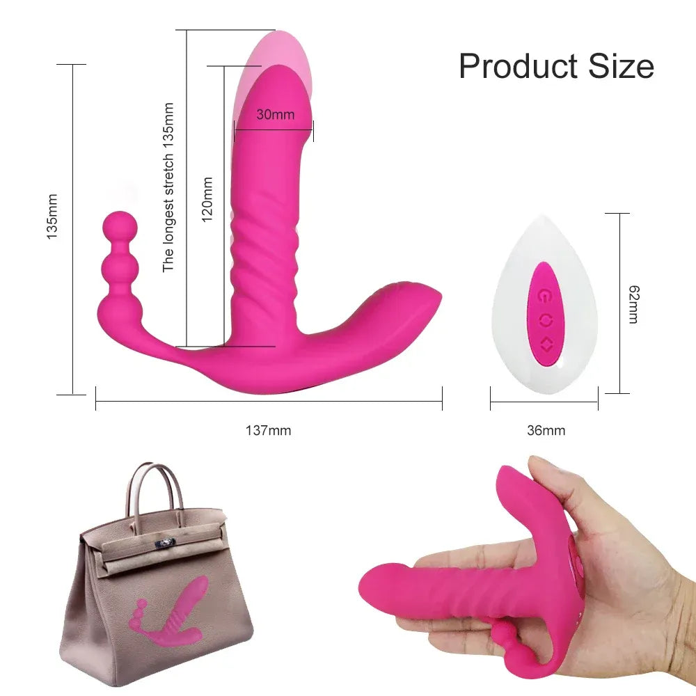 Wireless Thrusting Dildo for Women - Clitoral & Anal